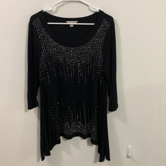 Laura Ashley Tops - Laura Ashley Rhinestone embellished, shark bite hem, Size Medium. Good condition